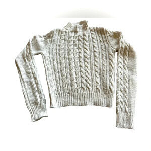 Forever 21 Women’s Ivory Cable Knit Cropped Sweater Size Small